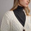 Women's Aran Boyfriend Cardigan - Natural White, Collar Detail