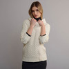 Women's Hooded Full Aran Zip Cardigan - Natural White
