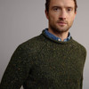 Men's Traditional Donegal Tweed Roll Neck Sweater - Green, Collar Detail