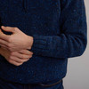 Men's Donegal Tweed Half Zip Sweater - Denim Blue, Sleeve & Hem Detail