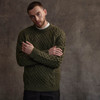 Men's Honeycomb & Chevron Handknit Aran Sweater - Green