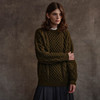 Women's Honeycomb Handknit Crew Neck Sweater - Moss Green