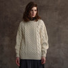 Women's Honeycomb Handknit Crew Neck Sweater - Natural White