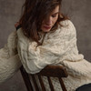 Women's Honeycomb Handknit Crew Neck Sweater - Natural White