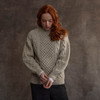 Women's Honeycomb Handknit Crew Neck Sweater - Oatmeal