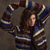 Women's Striped Handknit Cardigan - Skyline