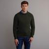 Men's Traditional Crew Neck Aran Sweater - Army Green