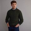 Men's Traditional Crew Neck Aran Sweater - Army Green
