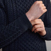 Men's Traditional Crew Neck Aran Sweater - Blackwatch, Cuff & Sleeve