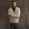 Men's Handknit V Neck Aran Cardigan - Natural White