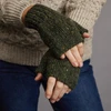 Women's Traditional Donegal Tweed Fingerless Gloves - Green