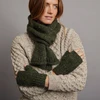 Women's Traditional Donegal Tweed Fingerless Gloves - Green