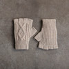 Women's Aran Handknit Fingerless Gloves - Oatmeal