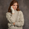 Women's Aran Handknit Fingerless Gloves - Natural White