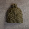Women's Aran Handknit Hat - Green