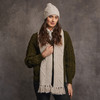 Women's Handknit Aran Scarf - Oatmeal