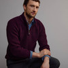 Men's Fisherman's Ribbed Half Zip Sweater - Berry