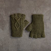 Men's Aran Handknit Fingerless Gloves - Green