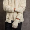 Men's Aran Handknit Fingerless Gloves - Natural White