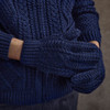 Men's Aran Handknit Gloves - Navy