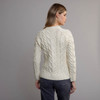 Women's Aran Cabled Sweater - Cream, Back Detail