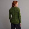 Women's Aran Cabled Sweater - Meadow Green, Back Detail