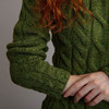 Women's Aran Cabled Sweater - Meadow Green, Sleeve Detail