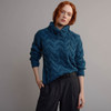 Women's Chunky Cable Roll Neck Sweater - Blue