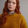 Women's Traditional Donegal Tweed Sweater - Yellow, Collar Detail