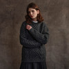 Women's Honeycomb & Chevron Handknit Aran Sweater - Charcoal