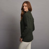 Women's Traditional Aran Crew Neck Sweater - Army Green, Back & Side Detail