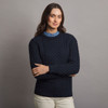 Women's Traditional Aran Crew Neck Sweater - Blackwatch