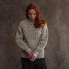 Women's Honeycomb Handknit Crew Neck Sweater - Oatmeal