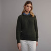 Women's Fisherman's Ribbed Crew Sweater - Army Green
