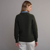 Women's Fisherman's Ribbed Crew Sweater - Army Green, Back Detail