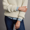 Women's Fisherman's Ribbed Crew Sweater - Natural White