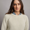 Women's Fisherman's Ribbed Crew Sweater - Natural White