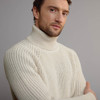 Men's Fisherman's Ribbed Sweater - Natural White, Collar