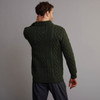 Men's Shawl Collar Aran Sweater - Army Green, Back Detail