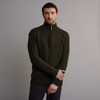 Men's Donegal Tweed Half Zip Sweater - Forest Green