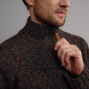 Men's Donegal Tweed Half Zip Sweater - Graphite, Zipper Detail