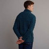 Men's Shawl Collar Aran Sweater - Peacock, Back Detail