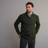 Men's Shawl Collar Aran Sweater - Army Green