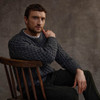 Men's Honeycomb & Chevron Handknit Aran Sweater - Charcoal