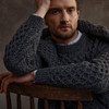 Men's Honeycomb & Chevron Handknit Aran Sweater - Charcoal