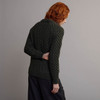 Women's Aran Honeycomb Cardigan - Army Green, Back Detail