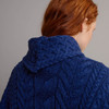 Women's Aran Poncho With Collar - Navy, Shoulder Detail