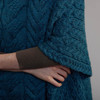 Women's Aran Poncho With Collar - Teal, Hem & Sleeve