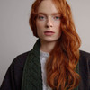 Women's Tweed & Aran Cape - Green, Collar Detail