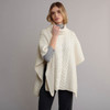 Women's Aran Poncho With Collar - Cream